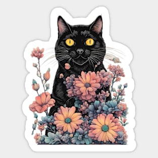 Black Cat art Sticker